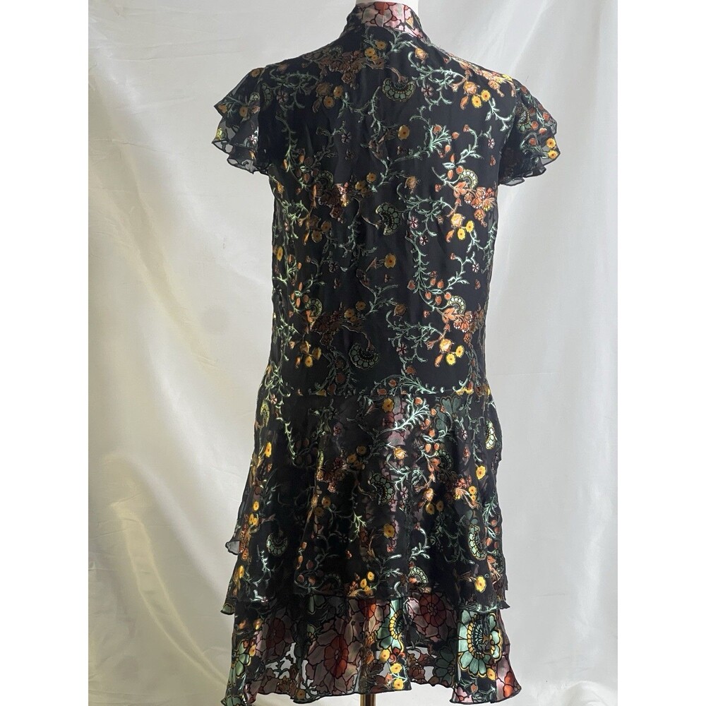 Alice + Olivia Dress Woman's Moore Tiered Layered Black Floral Vinelands Size 2 - Picture 13 of 13